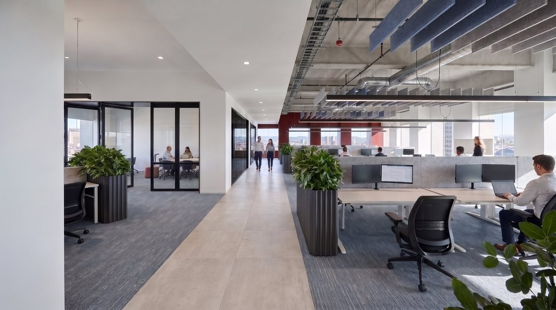 Open workstations close to the stair