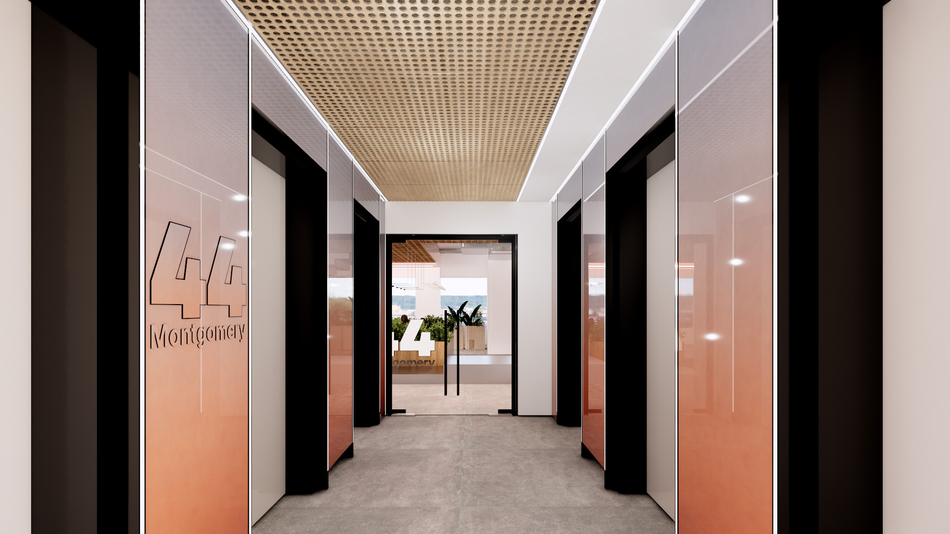 Concept: 44 Montgomery signage in the elevator lobby